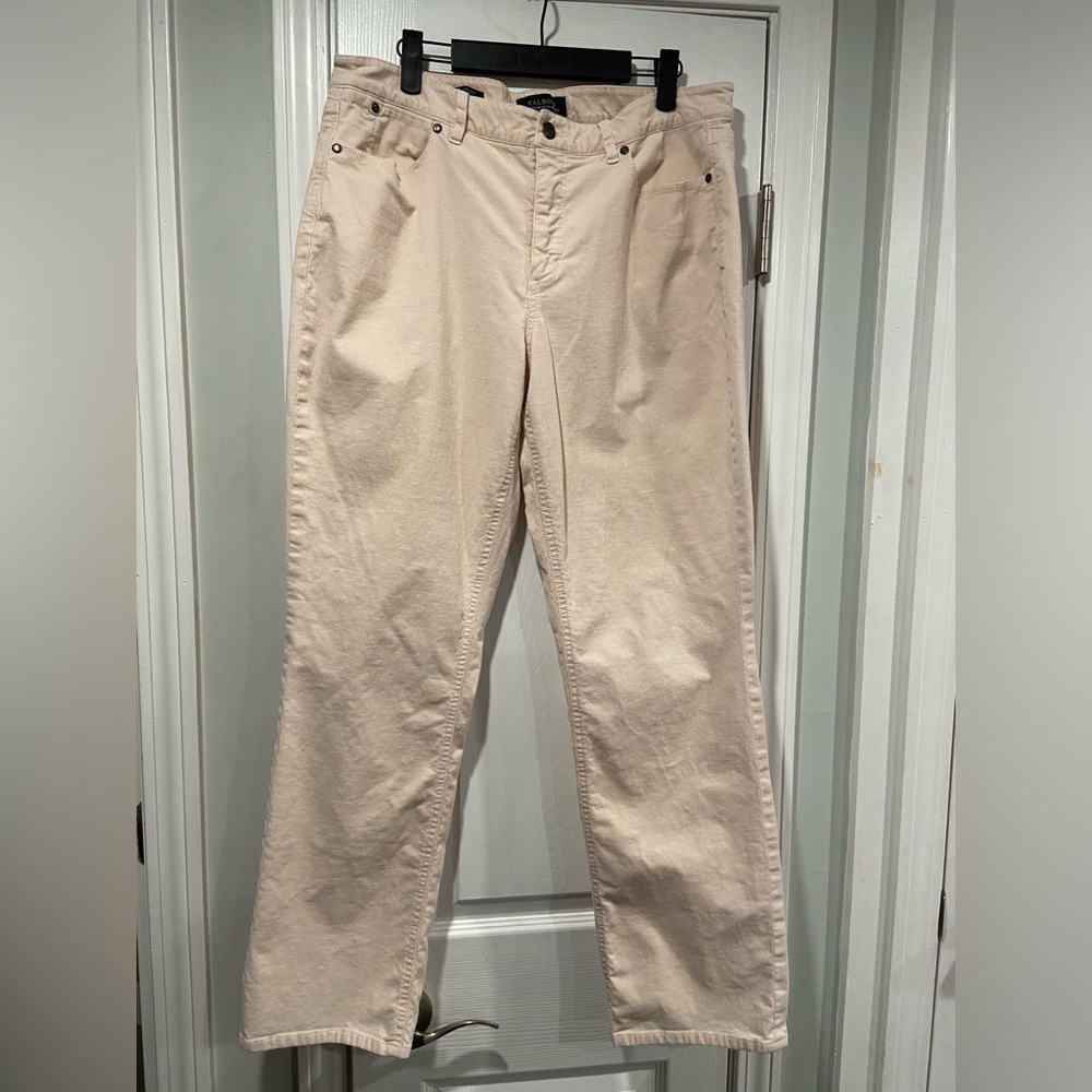 Talbots Size 14 Cream Straight Leg Curvy Fit Flawless Five Pocket Corduroy Pants